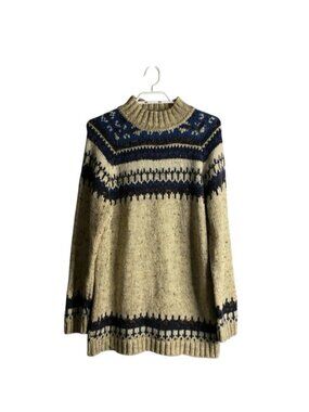 Vintage Easy Wear Women's Fair Isle Cabin Core Turtleneck Sweater